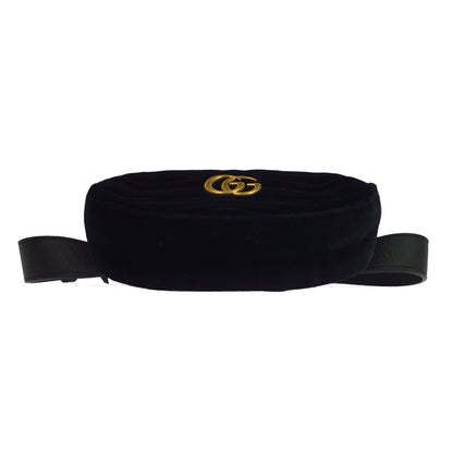 Gucci GG Marmont Belt Embellished Matelasse Velvet, Black, Velvet, Handbag