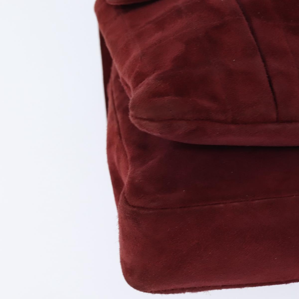 Chanel Chocolate Bar Flap Bag Quilted Satin, RED, SUEDE, Shoulder bag