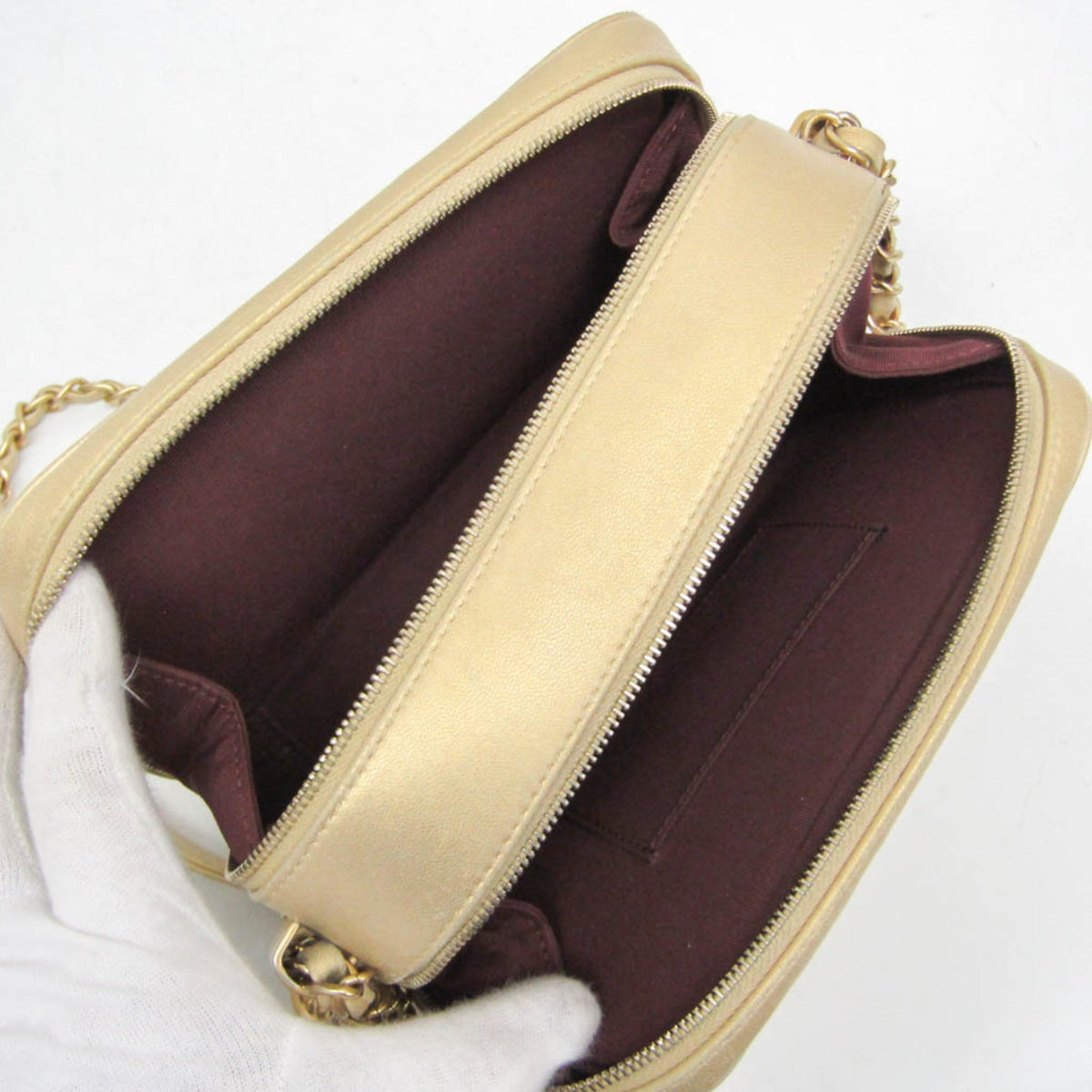 Chanel Vintage Camera Tassel Quilted Leather, Gold, Leather, Handbag
