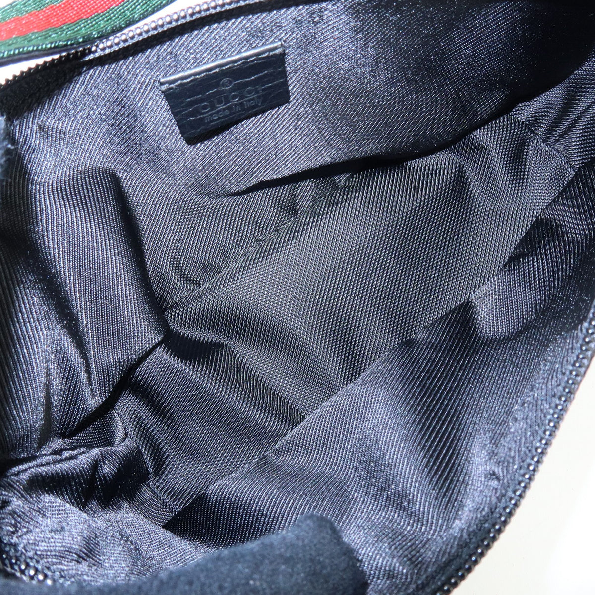 Gucci Boat Pochette GG Denim, Black, Canvas, Clutch