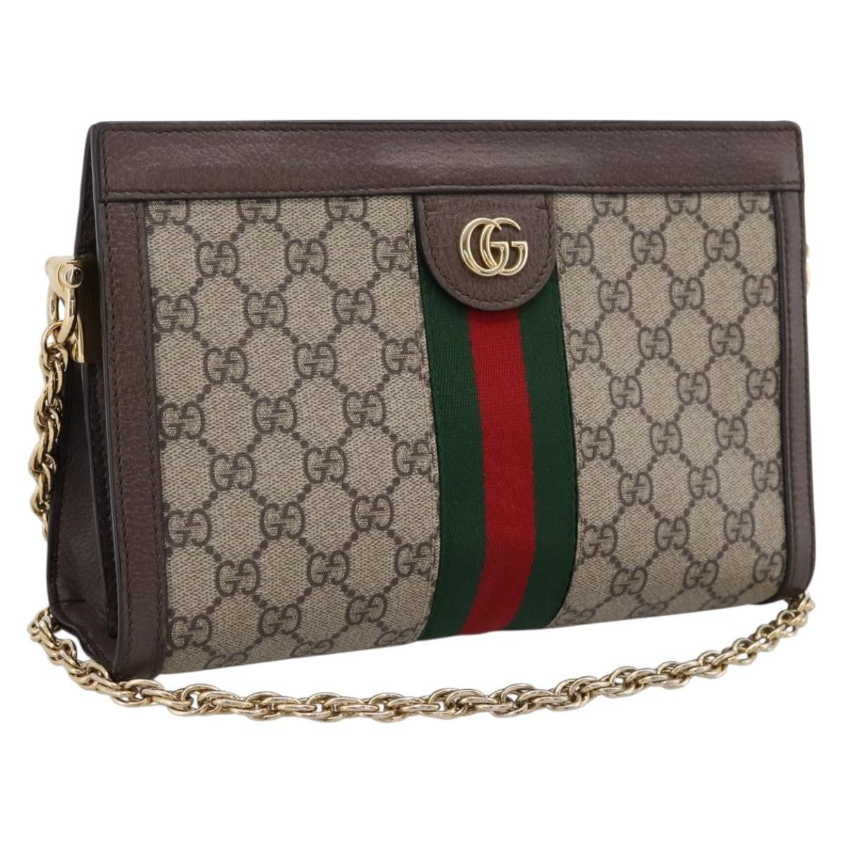 Gucci Ophidia Chain GG Coated Canvas, Beige, Canvas, Shoulder Bag