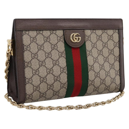 Gucci Ophidia Chain GG Coated Canvas, Beige, Canvas, Shoulder Bag