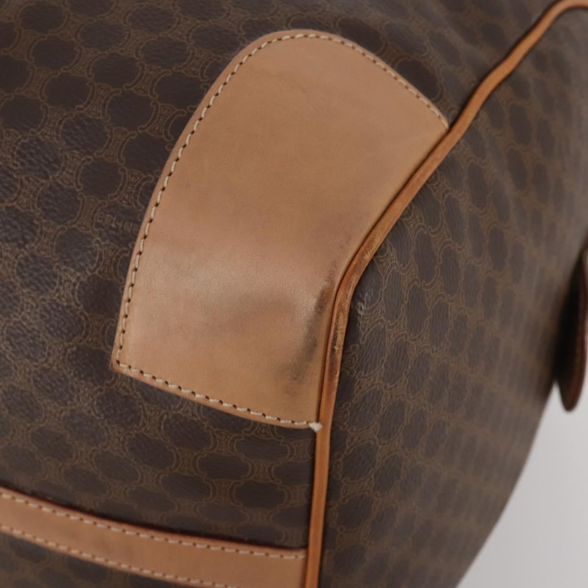 Celine Vintage Duffle Canvas and Leather, Brown, Canvas, Travel Bag