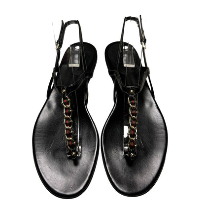 Сандалии Gucci Flat с Т-образным ремешком, размер 37,5, черные