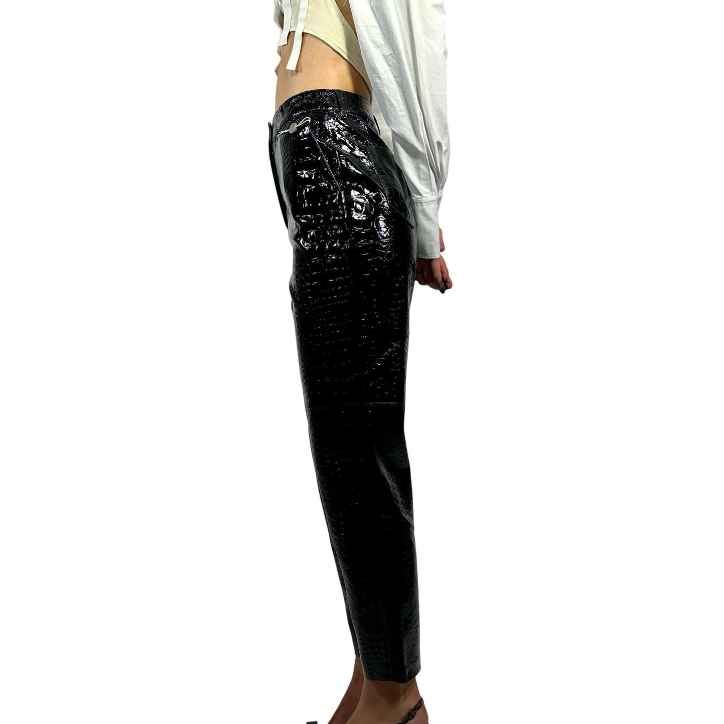 NWT KARL LAGERFELD Faux Croc Patent Pants