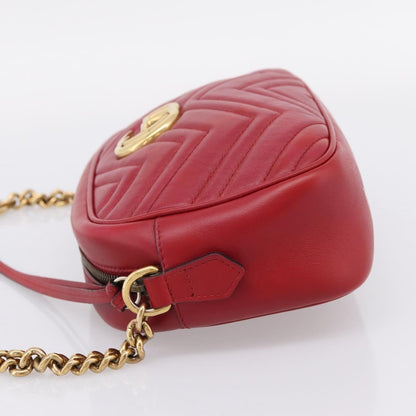 Gucci GG Marmont Matelasse Leather, Red, Leather, Shoulder Bag