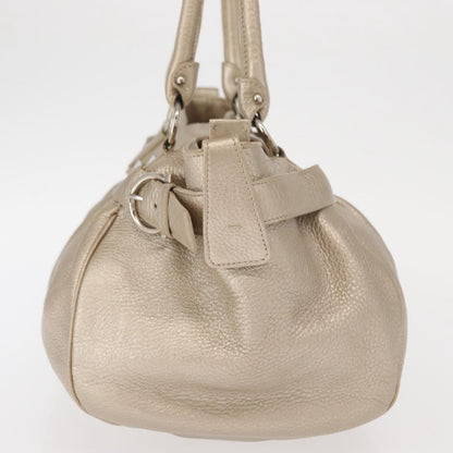Salvatore Ferragamo Gancini Leather, Gold, Leather, Handbag
