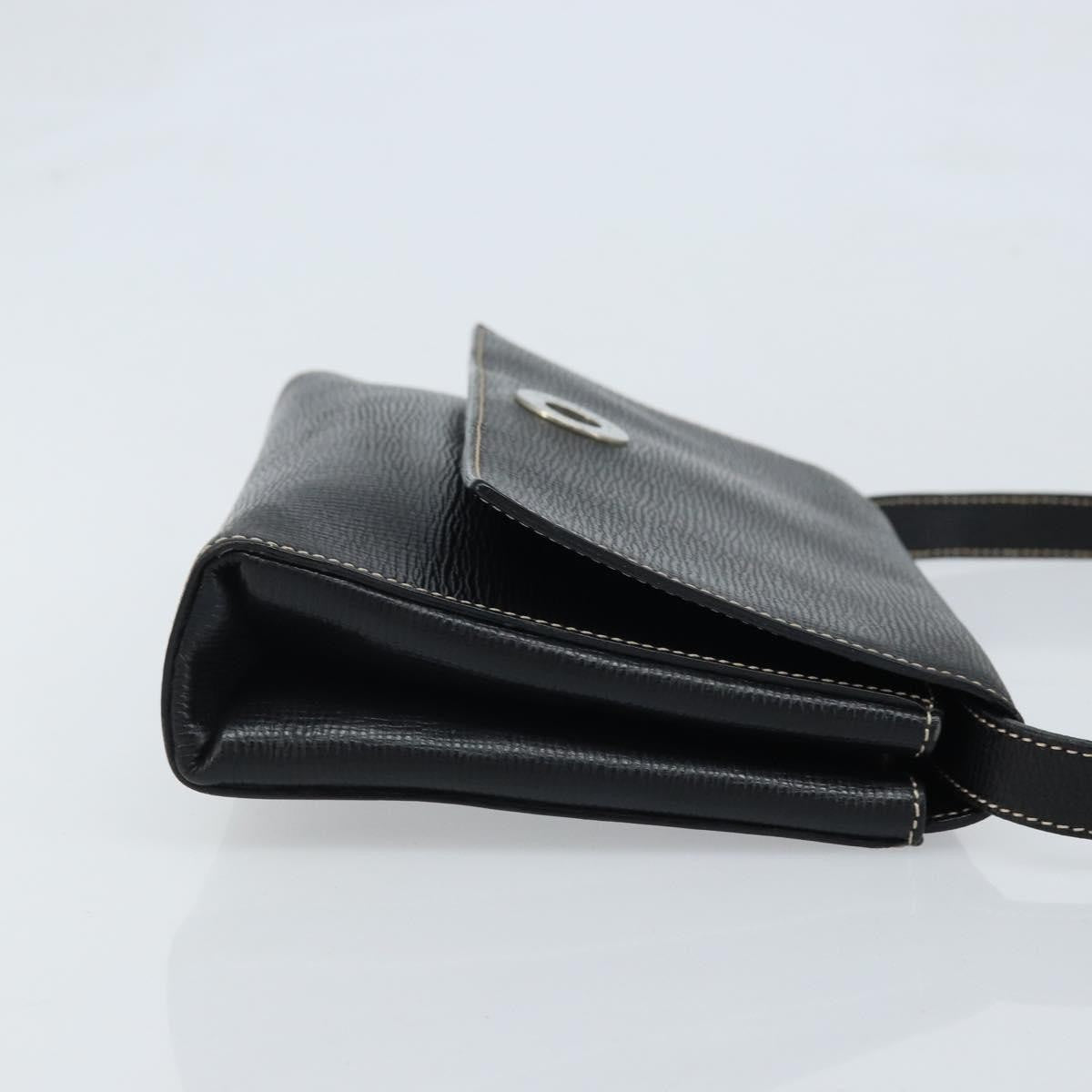 Celine Vintage Circle Logo Leather, Black, Leather, Crossbody Bag