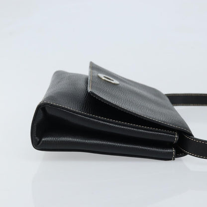 Celine Vintage Circle Logo Leather, Black, Leather, Crossbody Bag