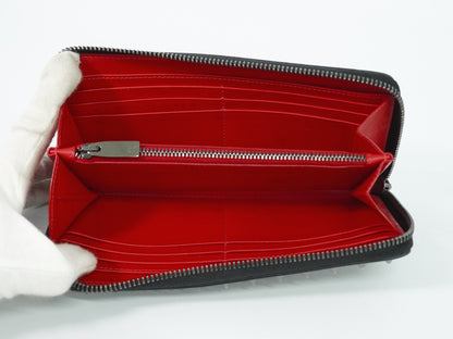 Christian Louboutin Panettone Spiked Leather, Black, Leather, Wallet