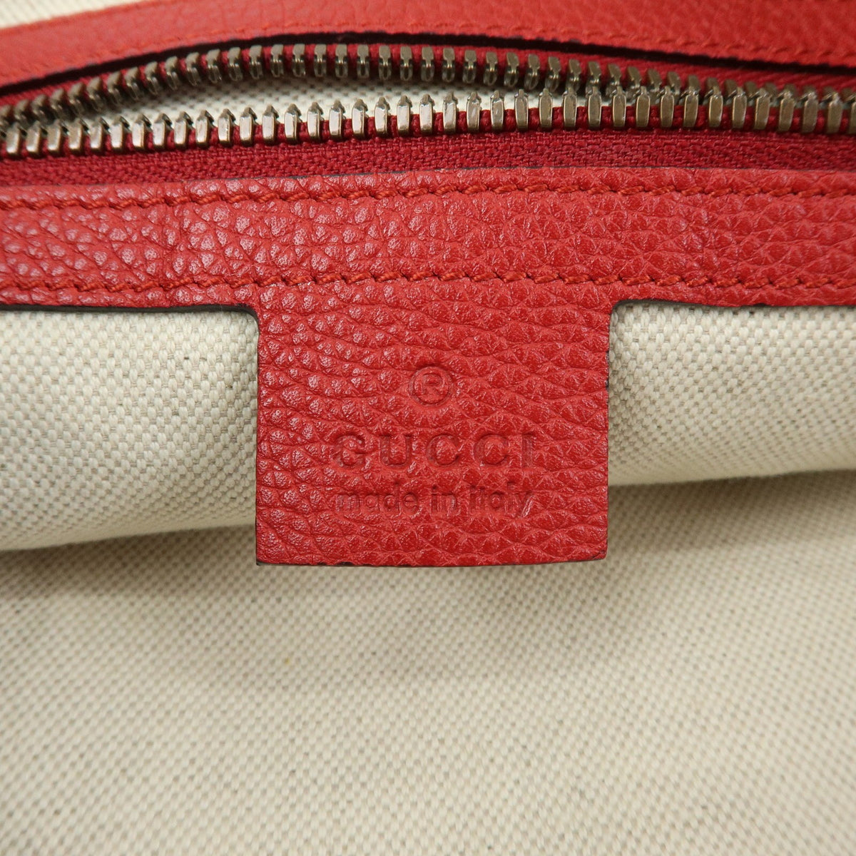 Gucci Logo Half-Moon Hobo Printed Leather, Red, Leather, Shoulder Bag