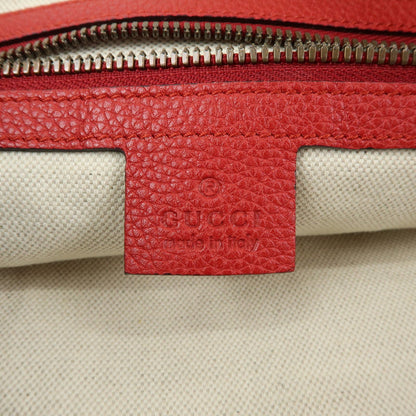 Gucci Logo Half-Moon Hobo Printed Leather, Red, Leather, Shoulder Bag