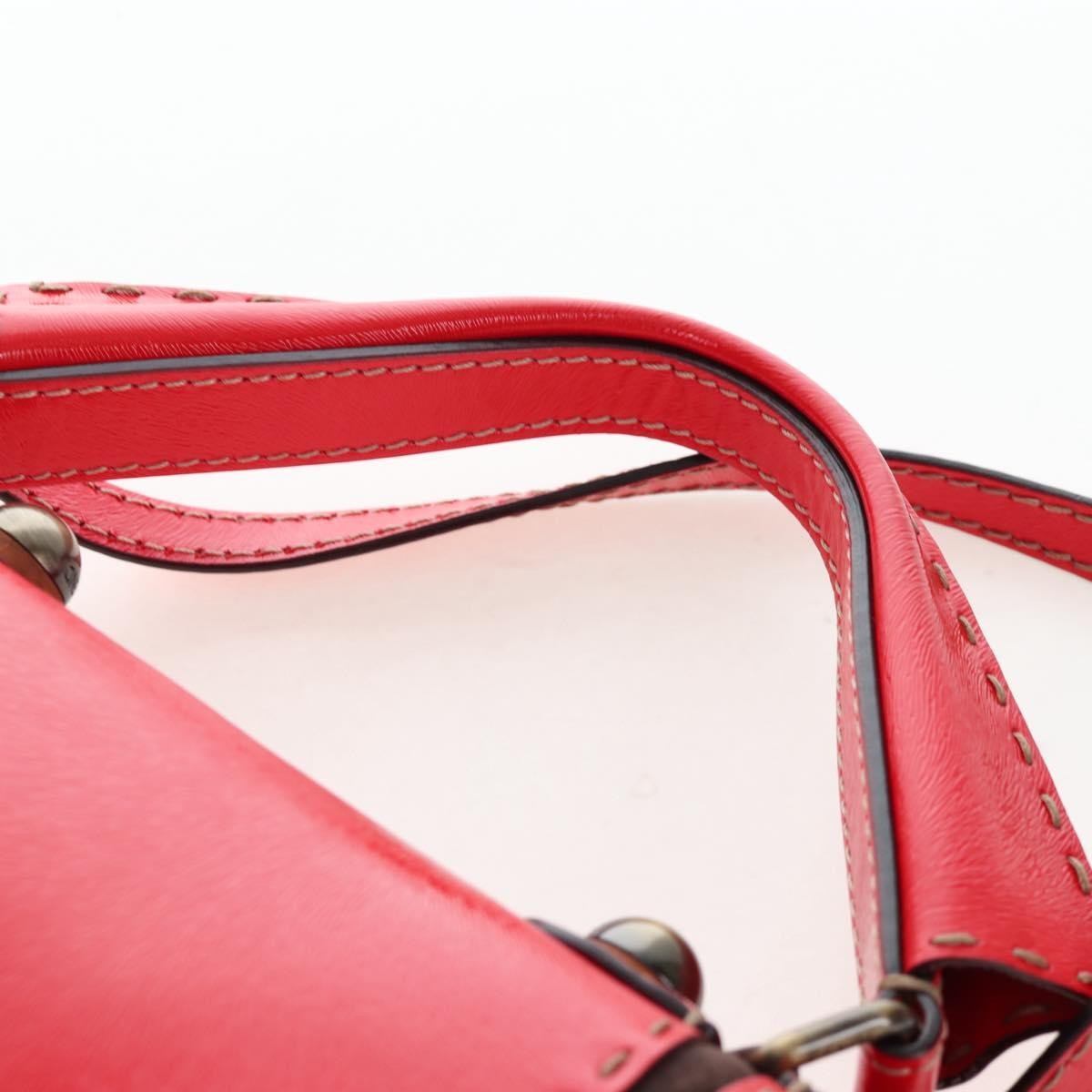 Fendi Secret Code F3 Convertible Satchel Textured Leather, Red, Leather, Handbag