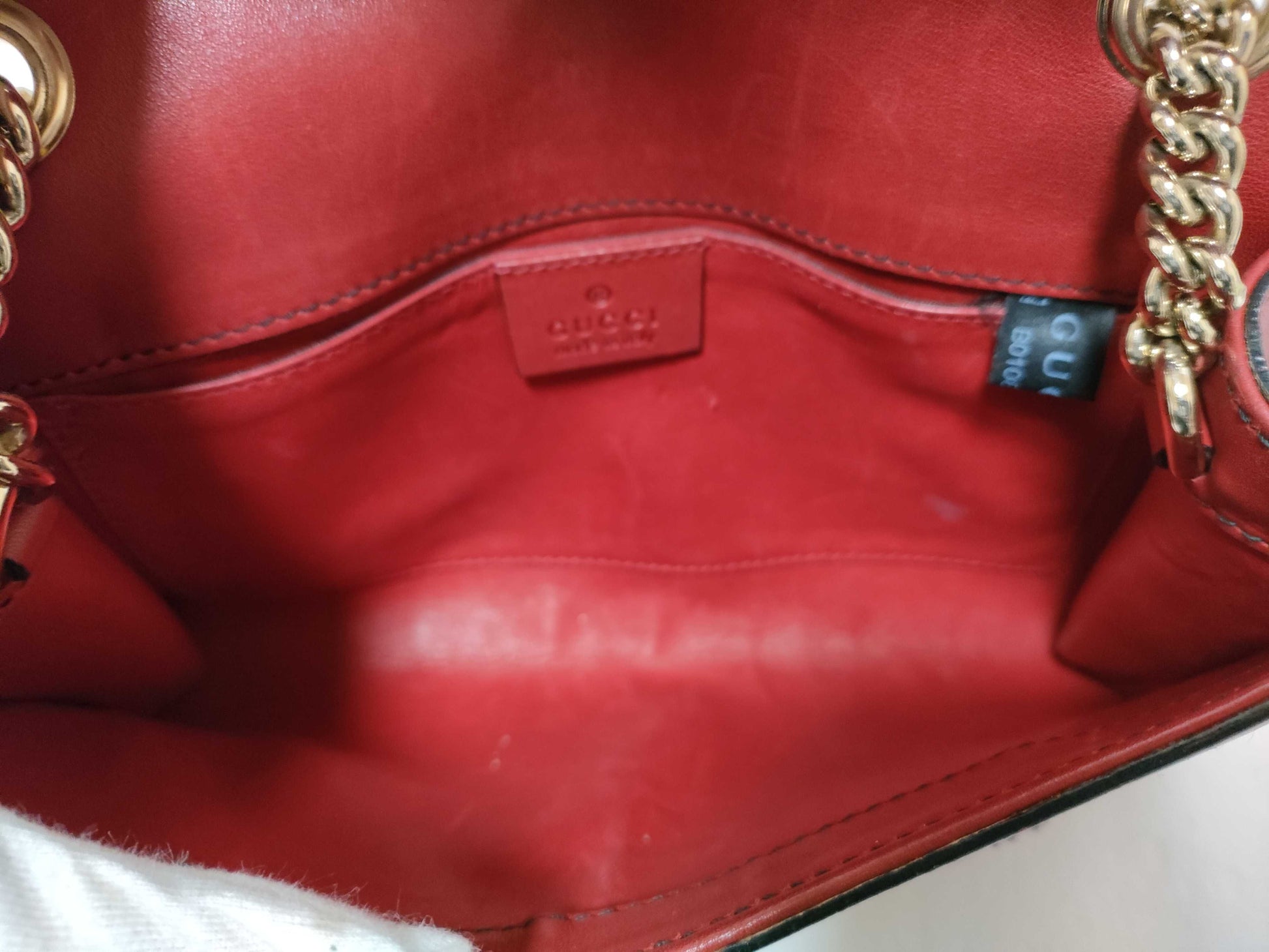 Gucci Emily Chain Flap Bag Leather, RED, LEATHER, Shoulder bag