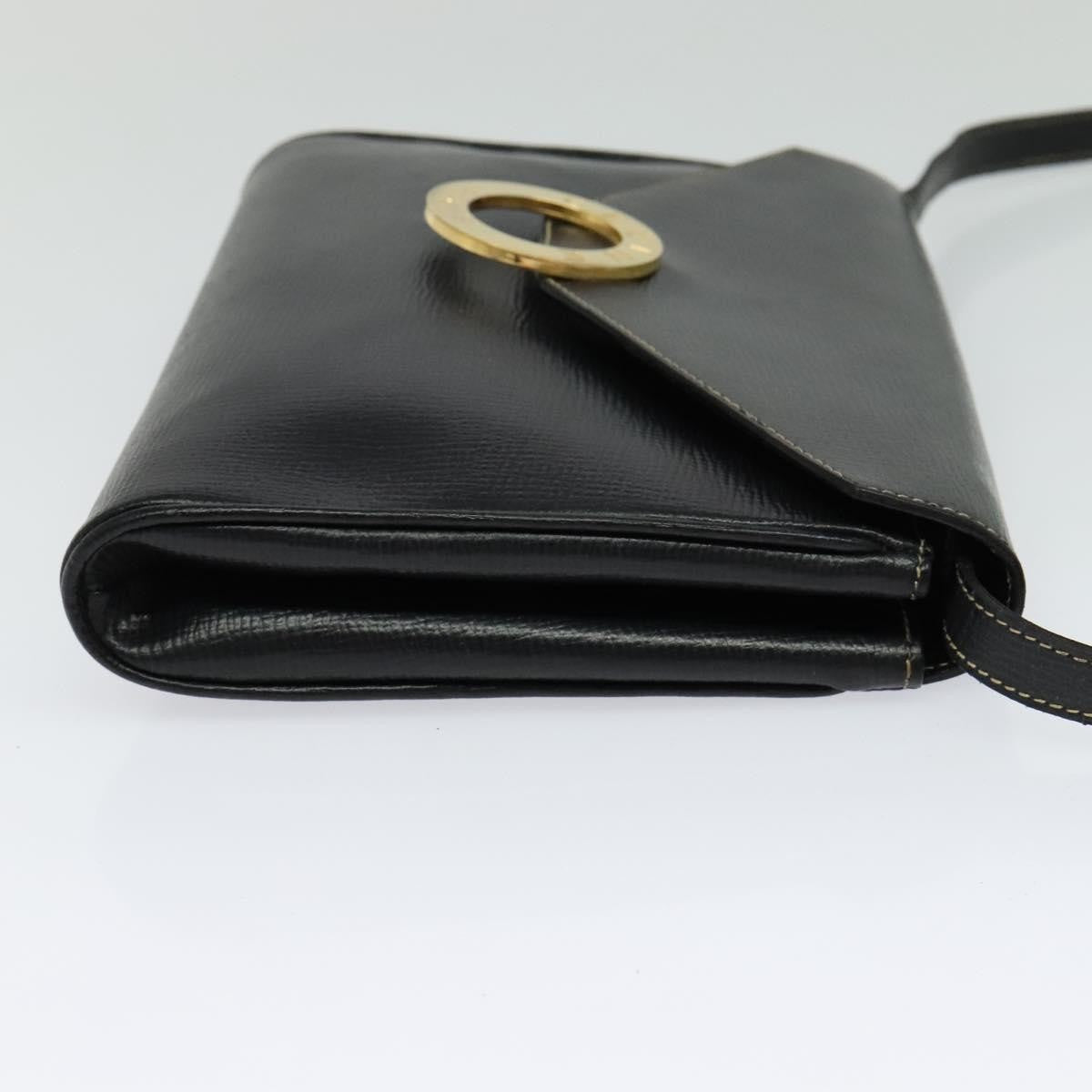 Celine Vintage Circle Logo Leather, Black, Leather, Handbag