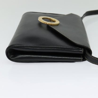 Celine Vintage Circle Logo Leather, Black, Leather, Handbag