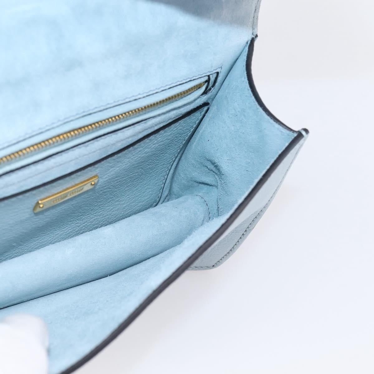 Miu Miu Madras Crystal Buckle Leather, Blue, Leather, Shoulder Bag