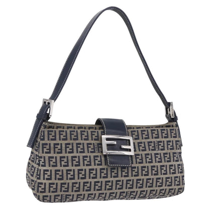 Fendi Baguette Zucca Canvas, Navy, Canvas, Handbag