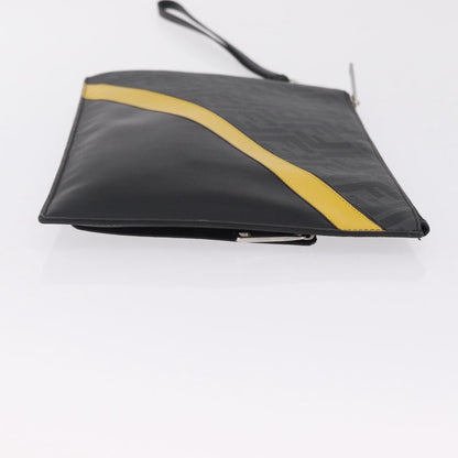 Fendi Zip Flat Wristlet Zucca Coated Canvas and Leather, Black, Canvas, Clutch