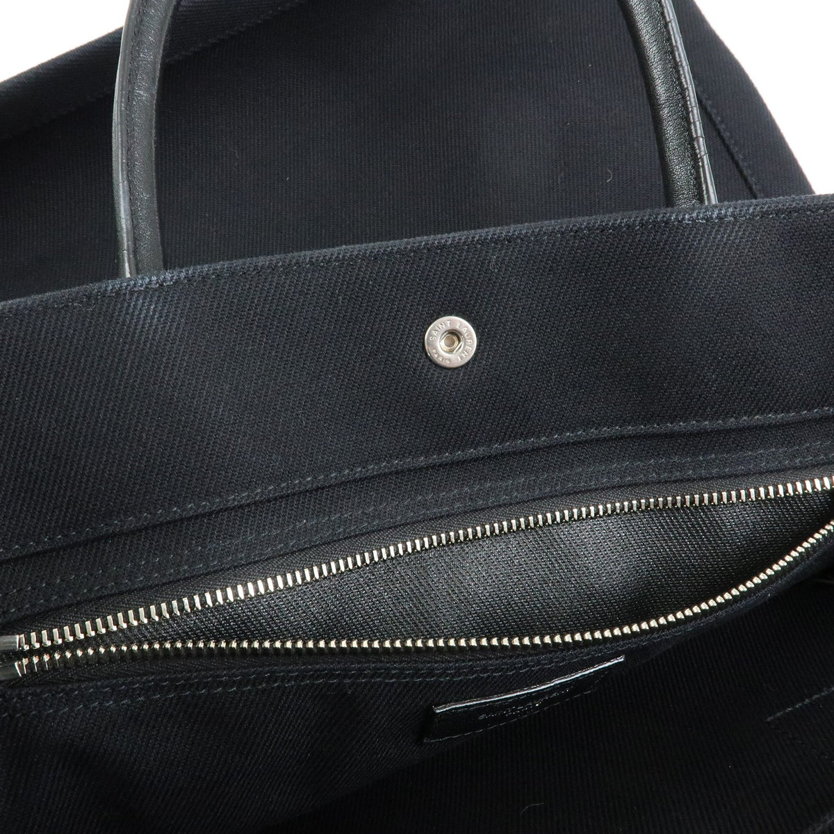 Saint Laurent Rive Gauche Shopper Canvas, Black, Canvas, Tote Bag