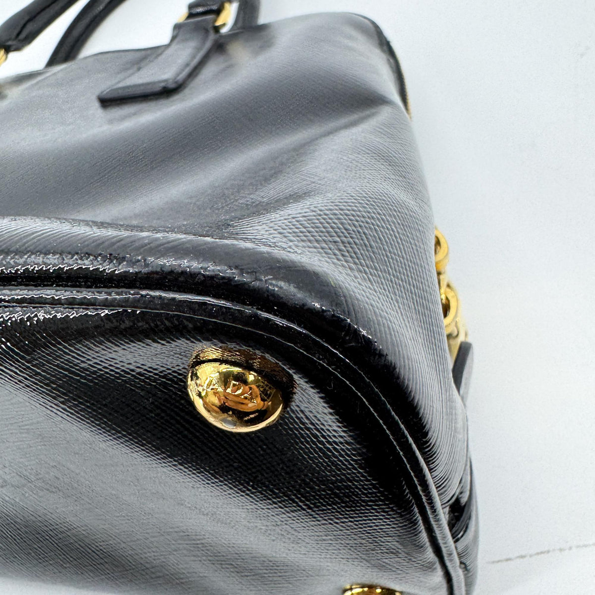 Prada Promenade Vernice Saffiano Leather, Black, Leather, Handbag