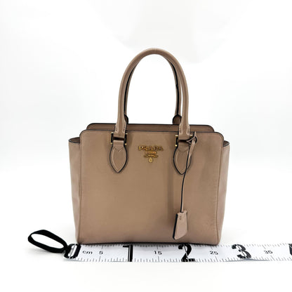 Prada Vintage Tote Leather, Beige, Leather, Tote Bag