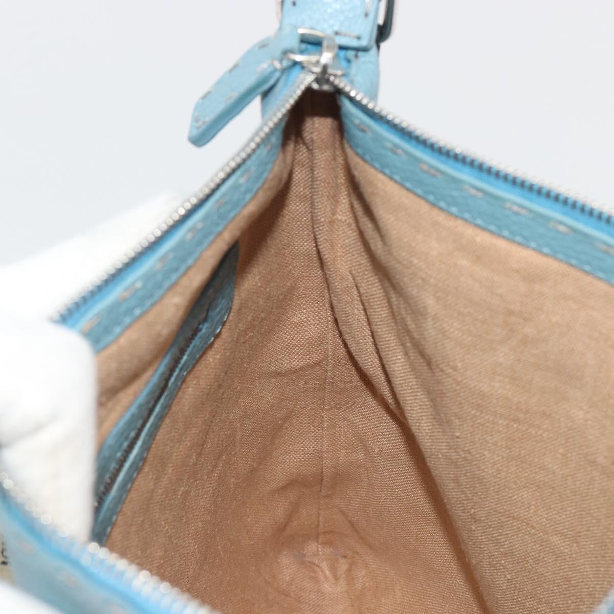 Fendi Vintage Selleria Zip Messenger Leather, Blue, Leather, Shoulder Bag