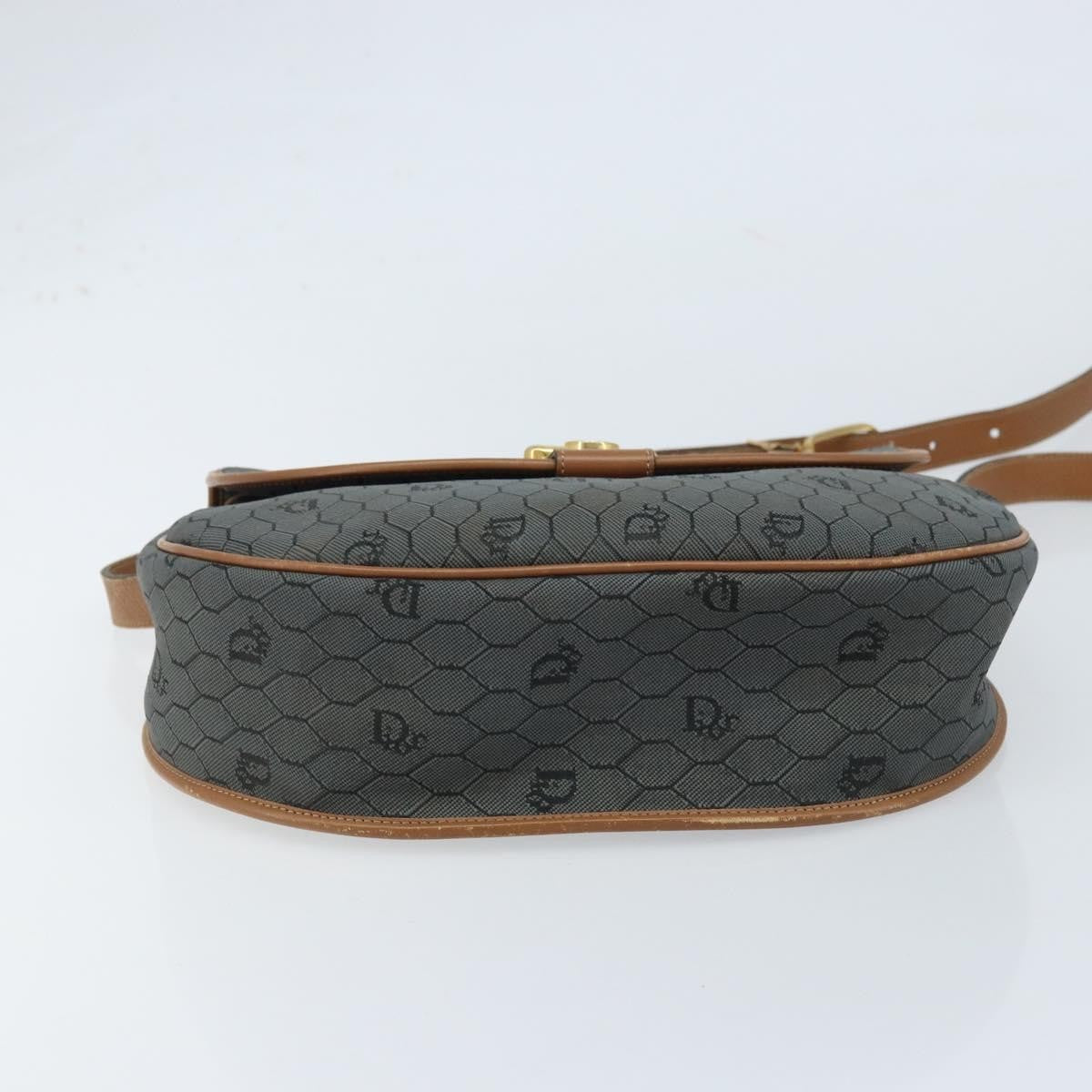 Christian Dior Vintage Honeycomb Flap Canvas and Leather, Black, Canvas, Shoulder Bag