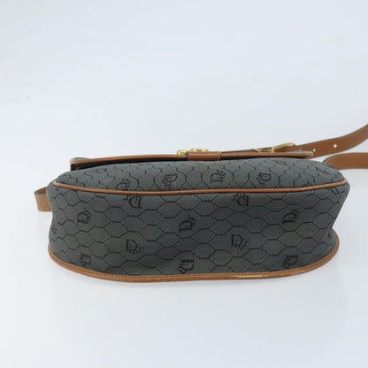 Christian Dior Vintage Honeycomb Flap Canvas and Leather, Black, Canvas, Shoulder Bag