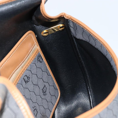 Christian Dior Vintage Honeycomb Flap Canvas and Leather, Black, Canvas, Shoulder Bag