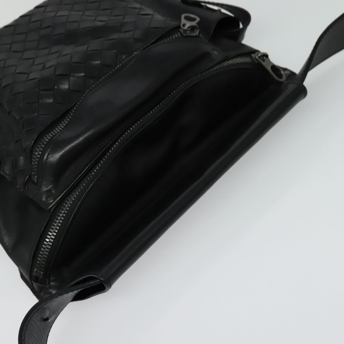 Bottega Veneta Utility Waist Leather with Intrecciato, Black, Leather, Shoulder Bag