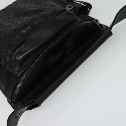 Bottega Veneta Utility Waist Leather with Intrecciato, Black, Leather, Shoulder Bag