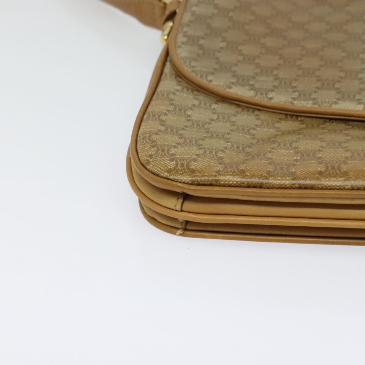 Celine Vintage Macadam Canvas and Leather, Beige, Canvas, Shoulder Bag