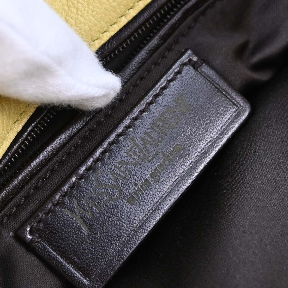 Saint Laurent Mombasa Hobo Leather, Yellow, Leather, Shoulder Bag