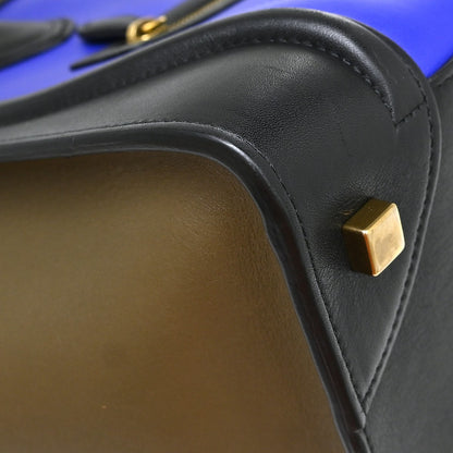 Celine Tricolor Luggage Leather, Blue, Leather, Handbag