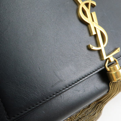 Saint Laurent Classic Monogram Tassel Leather, Black, Leather, Crossbody Bag