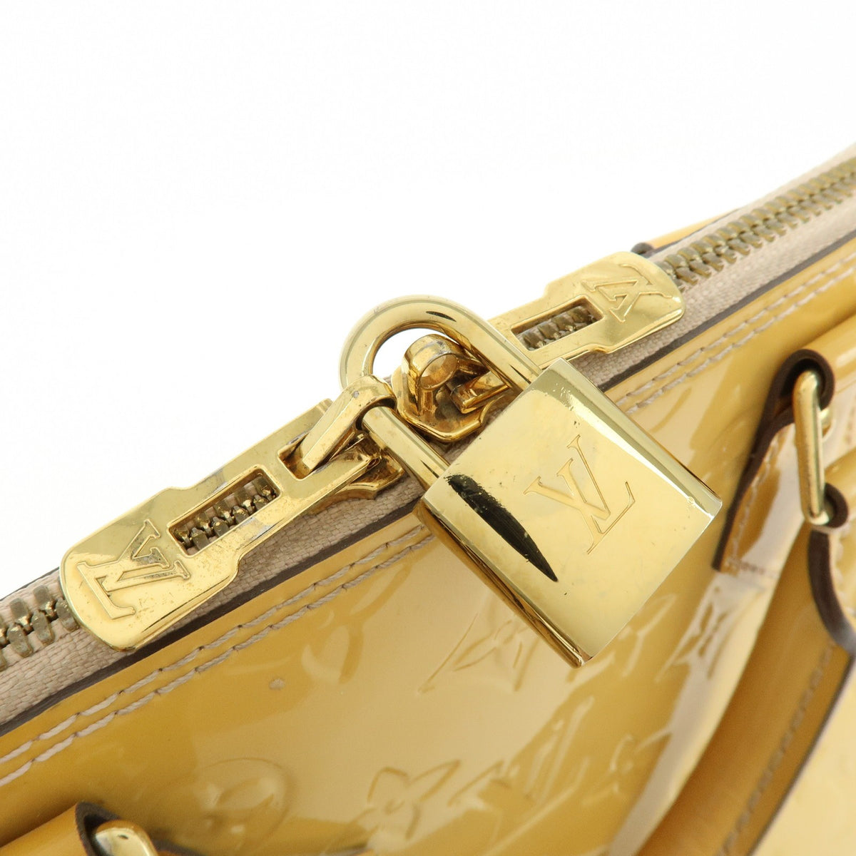 Louis Vuitton Alma Monogram Vernis, Yellow, Patent Leather, Handbag