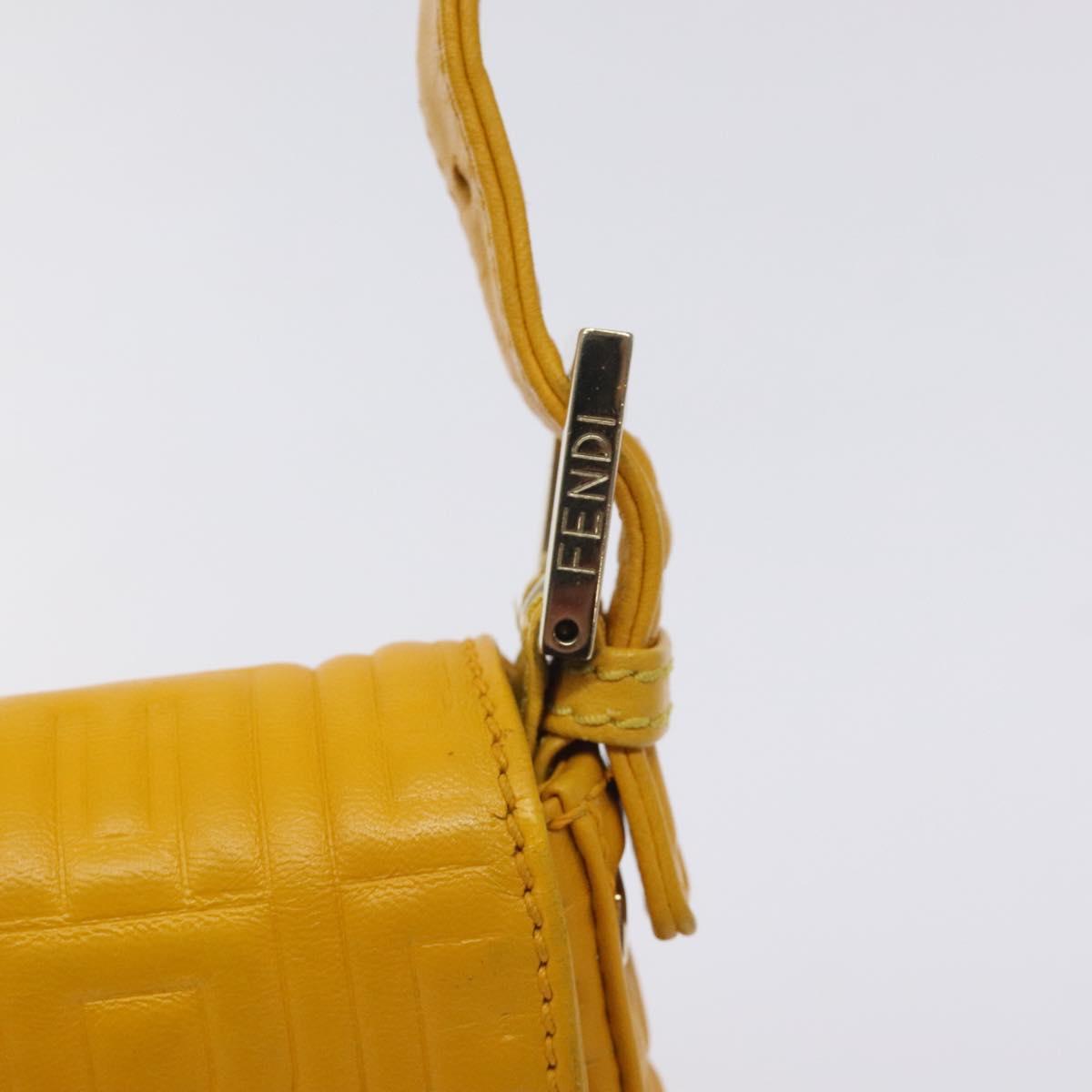 Fendi Mamma Baguette Shoulder Bag Canvas, YELLOW, LEATHER, Shoulder bag