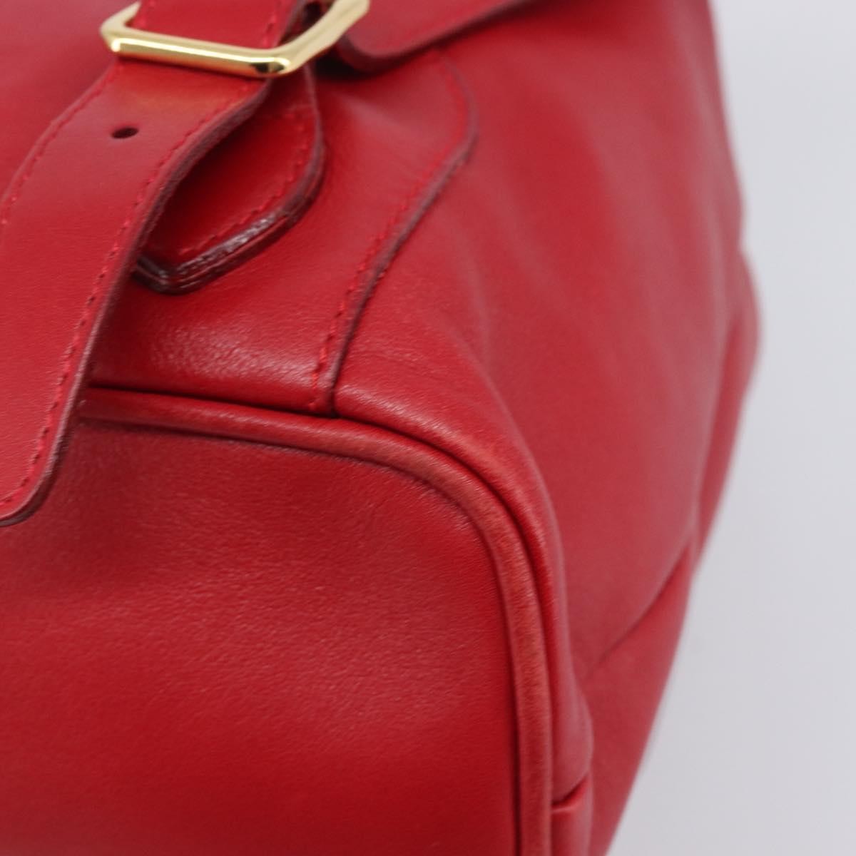 Gucci Vintage Bamboo Leather, Red, Leather, Backpack