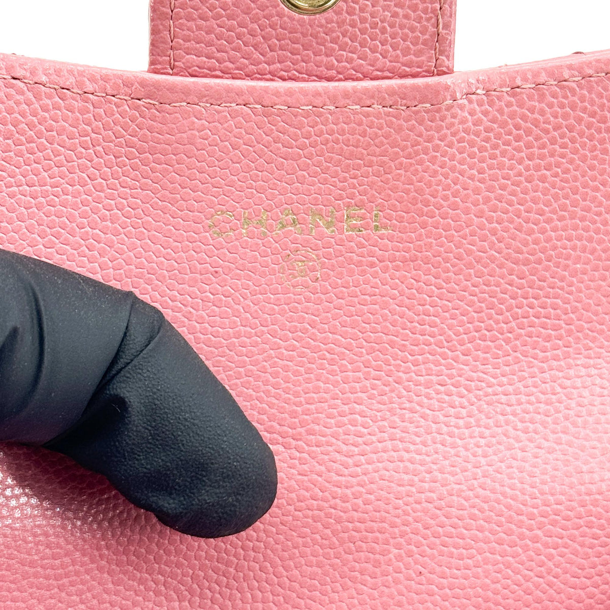 Chanel Classic Flap Card Case Quilted Caviar, Pink, Leather, Card Holder