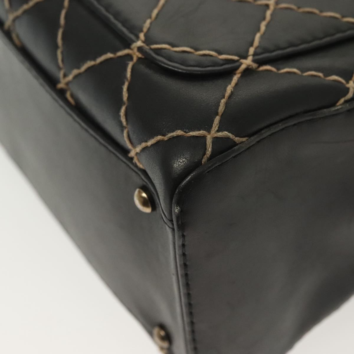 Chanel Surpique Boston Bag Quilted Leather, BLACK, LEATHER, Travel bag