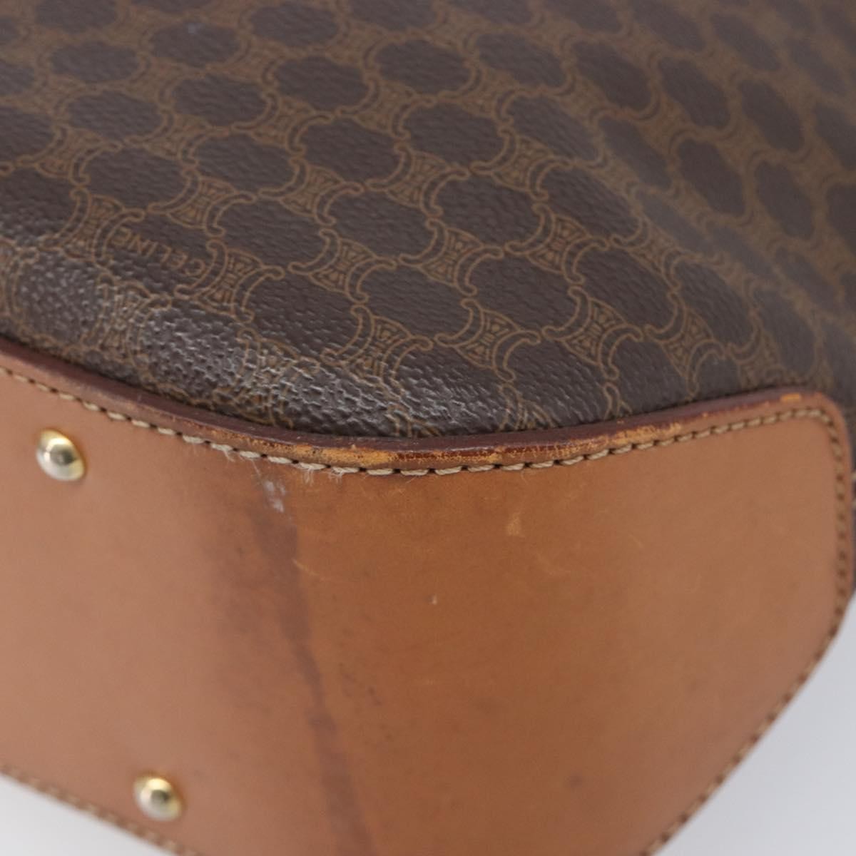Celine Macadam Shoulder Leather, Brown, Canvas, Crossbody Bag