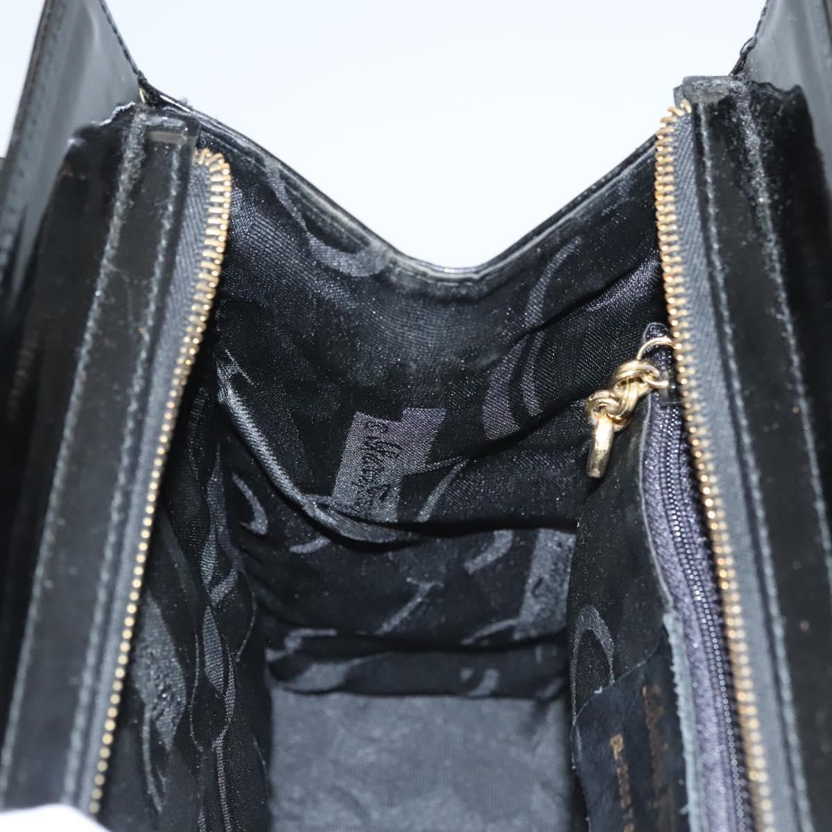 Salvatore Ferragamo Vala Patent Leather, Black, Patent Leather, Shoulder Bag