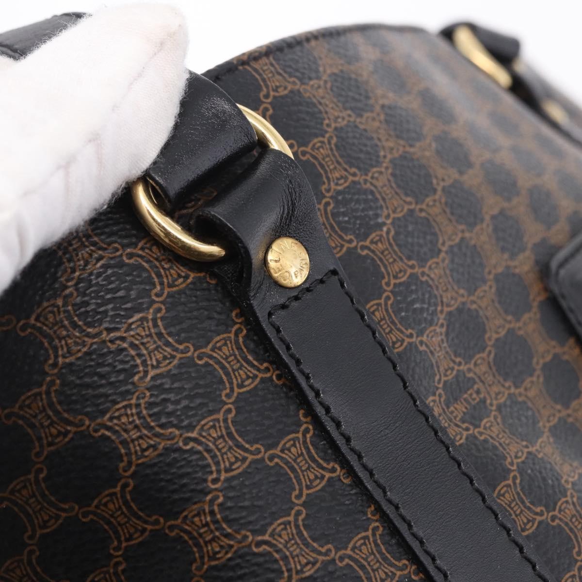 Celine Vintage Macadam Canvas and Leather, Black, Canvas, Shoulder Bag