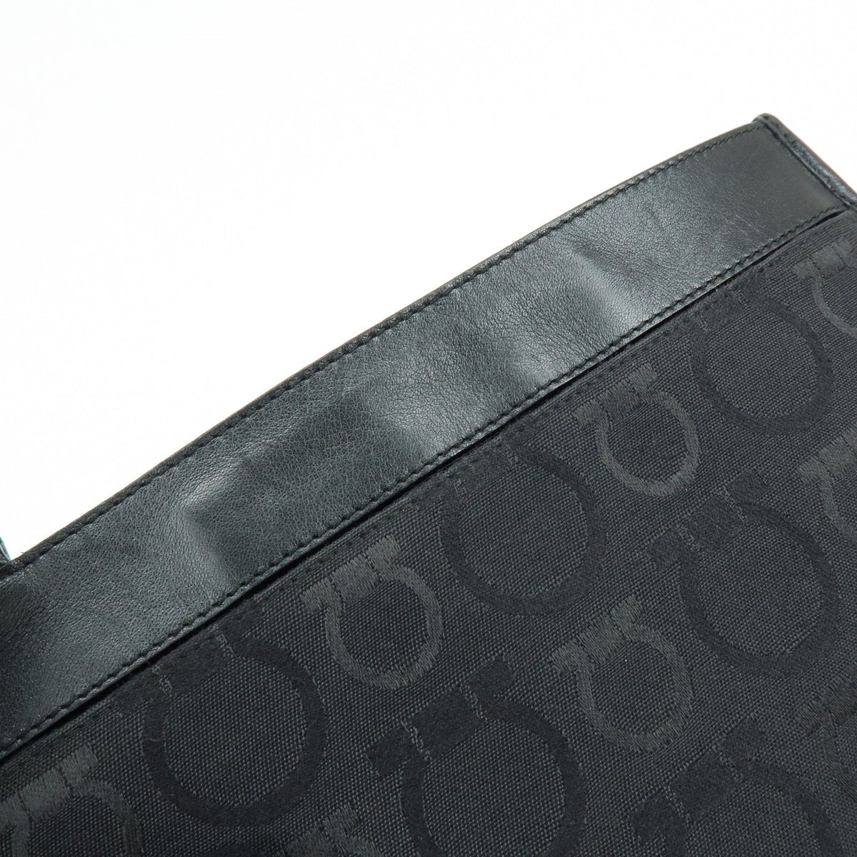 Salvatore Ferragamo Gancini Canvas and Leather, Black, Canvas, Crossbody Bag