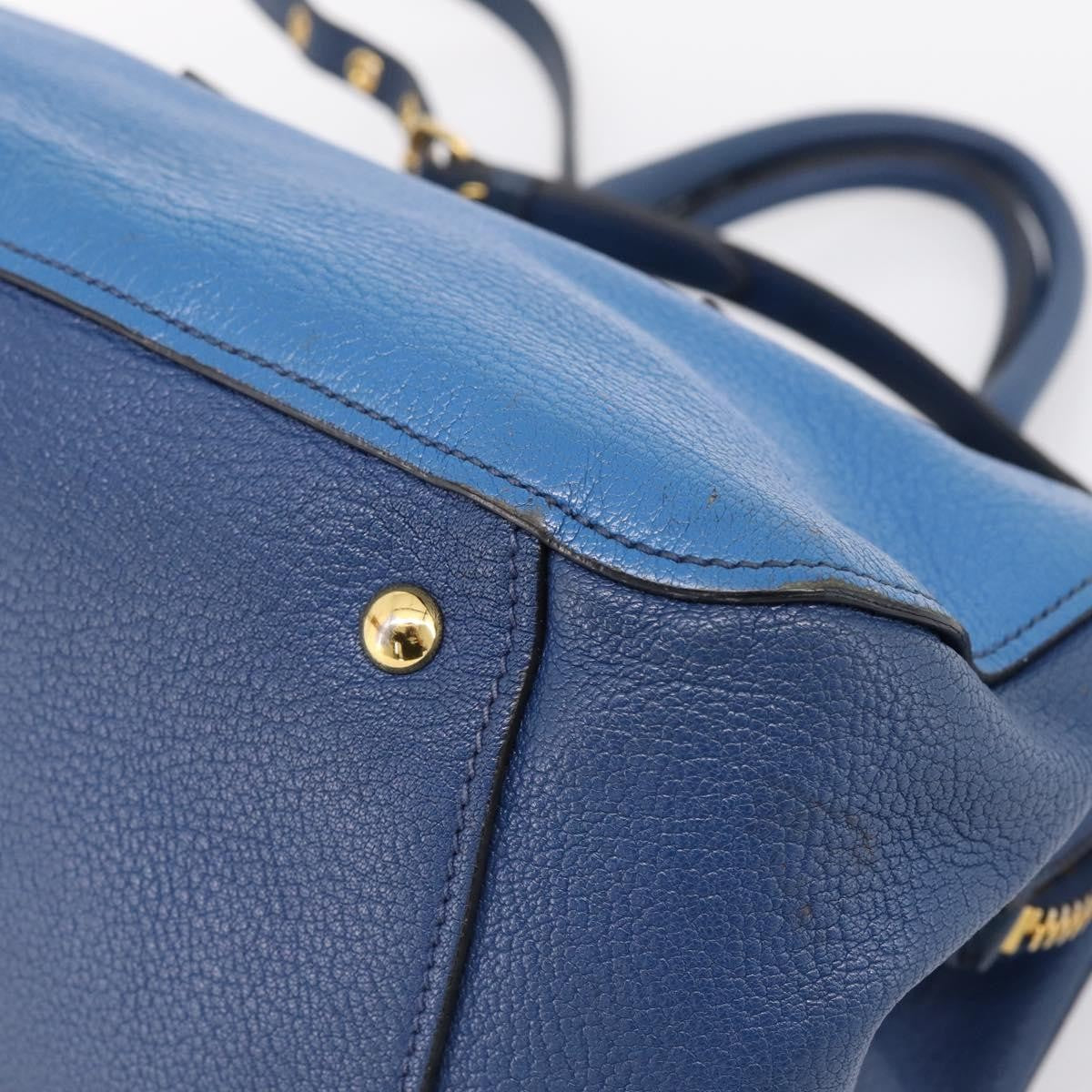 Miu Miu Madras Bowler Leather, Blue, Leather, Handbag