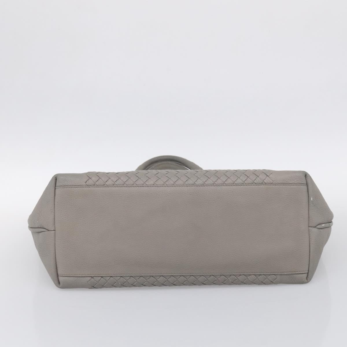 Bottega Veneta Side Snap Leather and Intrecciato Nappa, Gray, Leather, Tote Bag