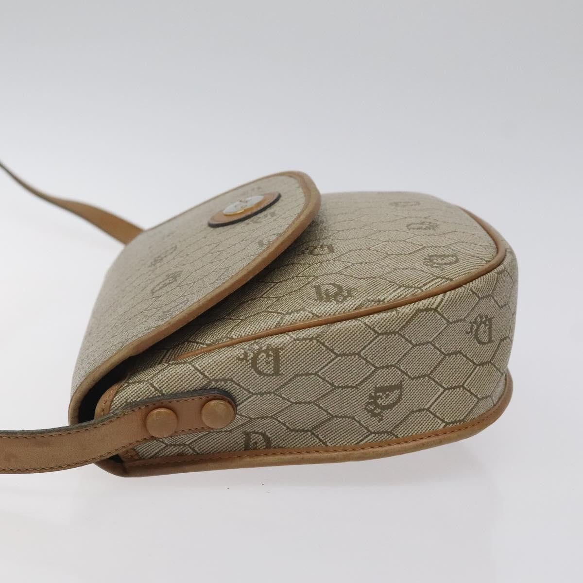 Christian Dior Vintage Honeycomb Flap Canvas and Leather, Beige, Canvas, Shoulder Bag