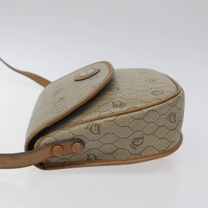 Christian Dior Vintage Honeycomb Flap Canvas and Leather, Beige, Canvas, Shoulder Bag