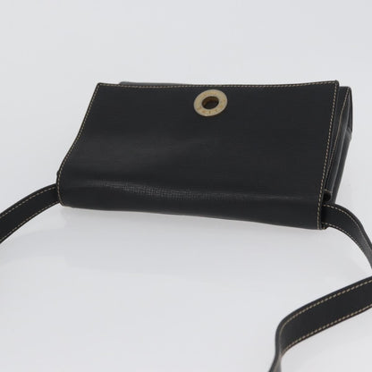 Celine Circle Logo Leather, Black, Leather, Shoulder Bag